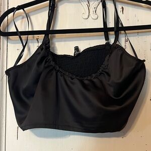 Forever 21 Black Satin Crop Top